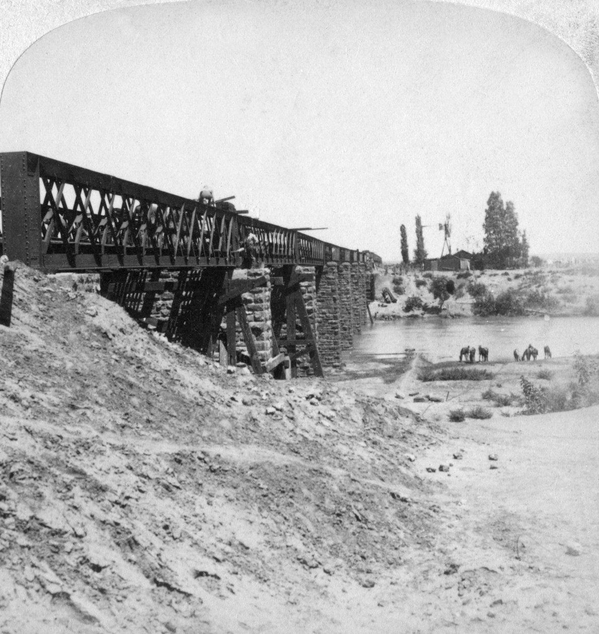 Modder Nehri üzerindeki köprü, Güney Afrika, 21 Şubat 1900. by Underwood and Underwood