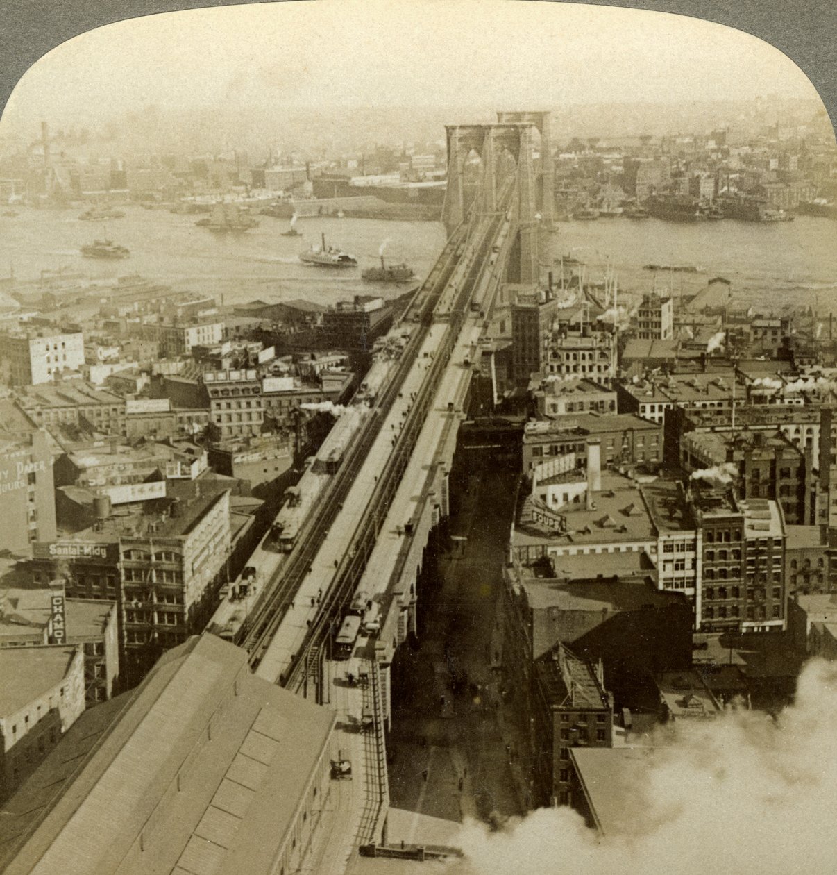Brooklyn Köprüsü, New York, ABD. by Underwood and Underwood
