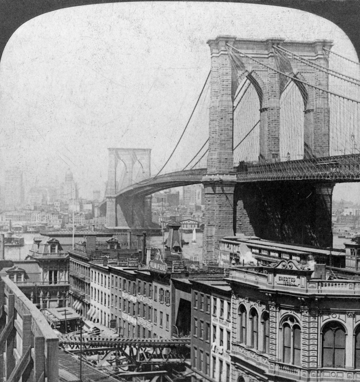 Brooklyn Köprüsü, New York, ABD, 1901. by Underwood and Underwood