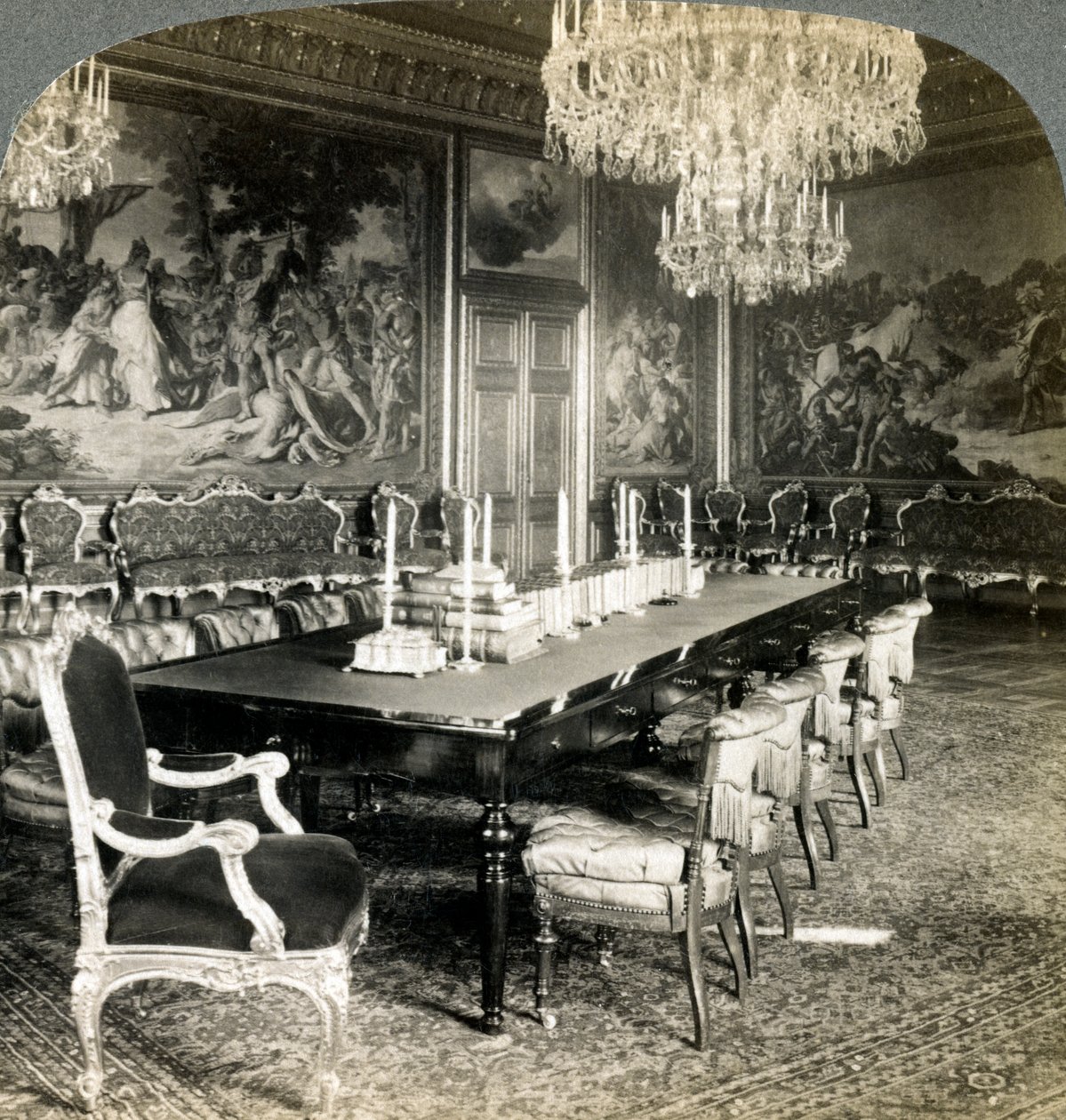 Kral Oscar II Konsey odası, Kraliyet Sarayı, Stockholm, İsveç. by Underwood and Underwood