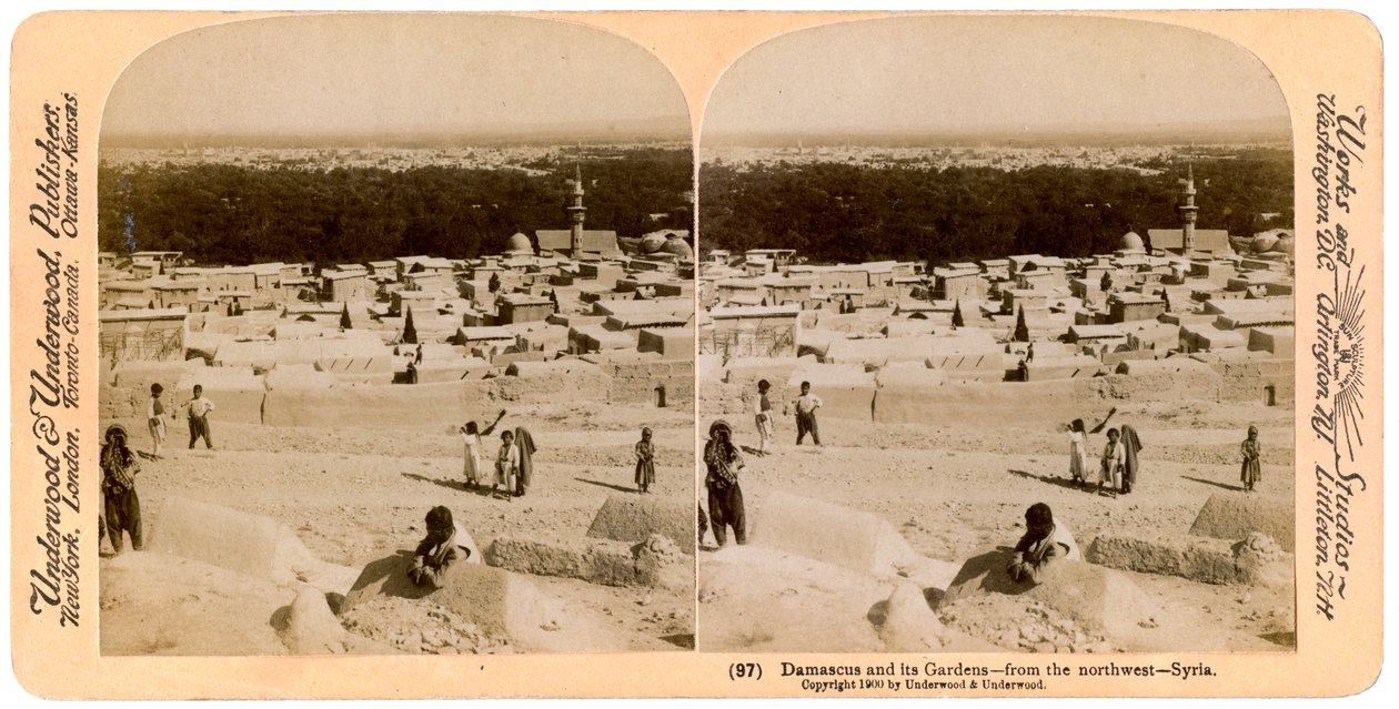 Kuzeybatıdan Şam ve bahçeleri, Suriye, 1900. by Underwood and Underwood