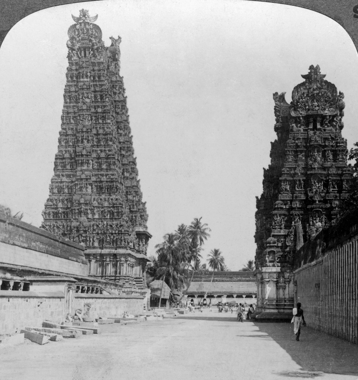 Gopuram, Sri Meenakshi Hindu Tapınağı, Madurai, Tamil Nadu, Hindistan, c1900