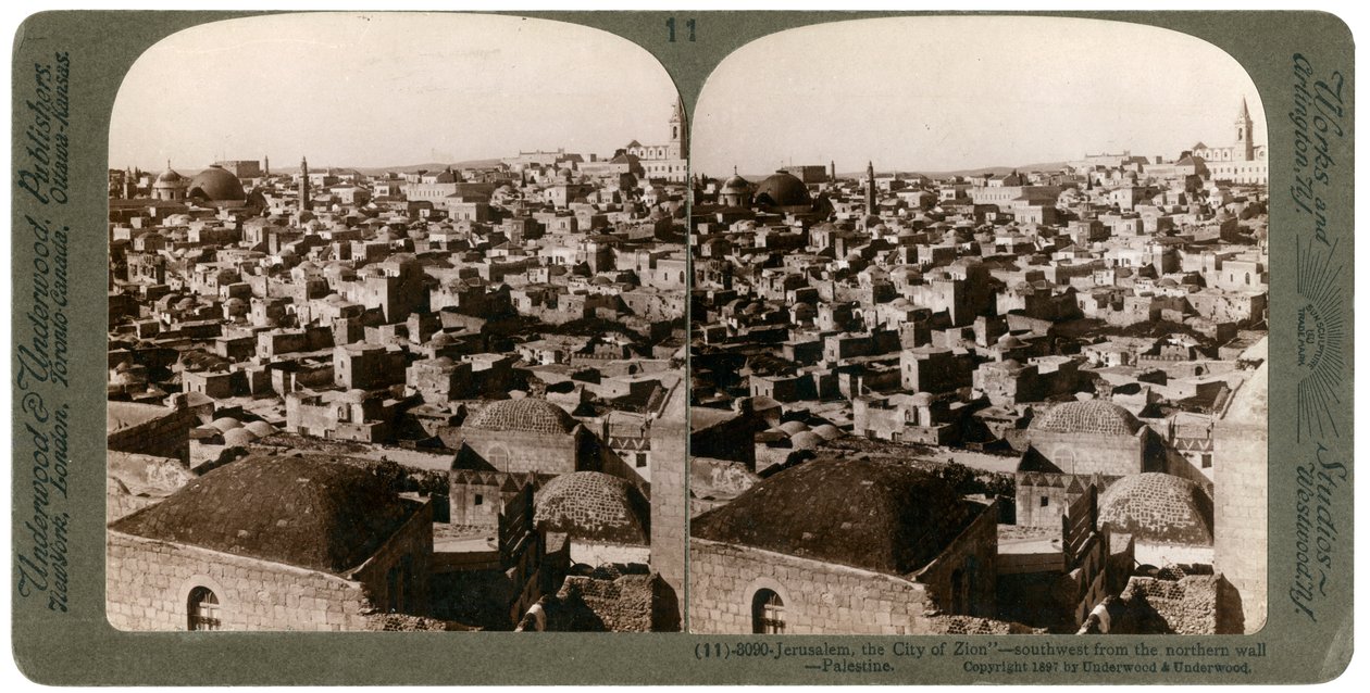 Kudüs, kuzey duvarından görüldüğü gibi, Filistin, 1897. by Underwood and Underwood