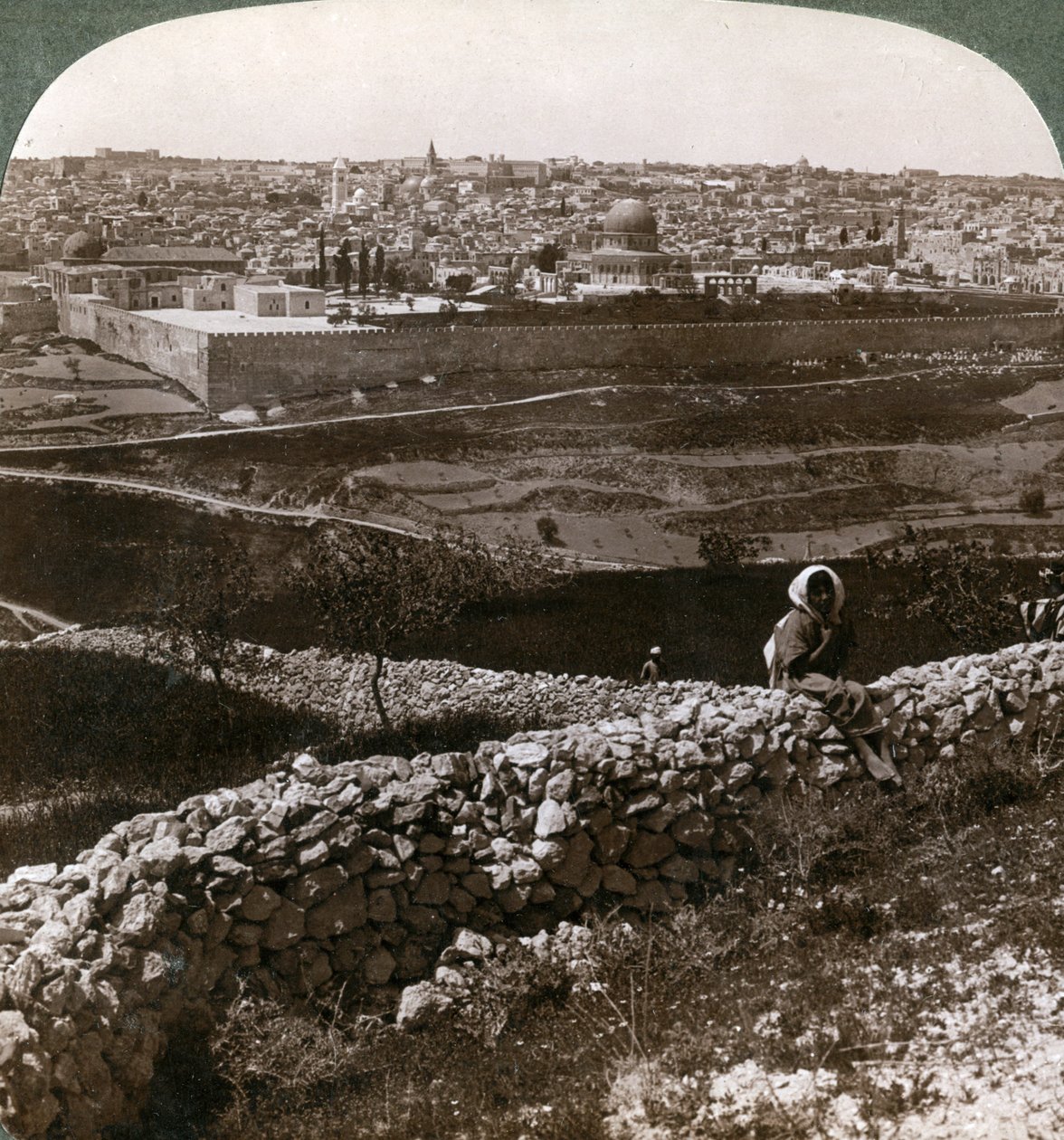 Kudüs, güneydoğudan görüldüğü gibi, tapınağın yerini gösteriyor, Filistin, 1900