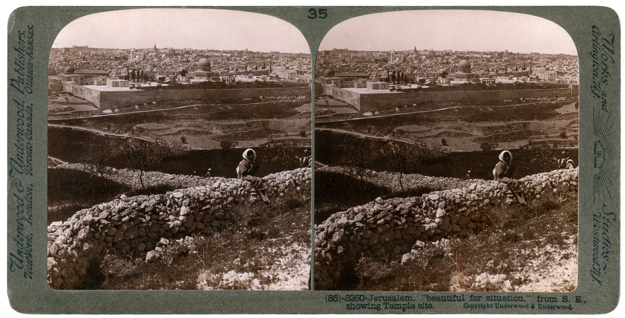 Kudüs, güneydoğudan görüldüğü gibi, tapınağın yerini gösteriyor, Filistin, 1900