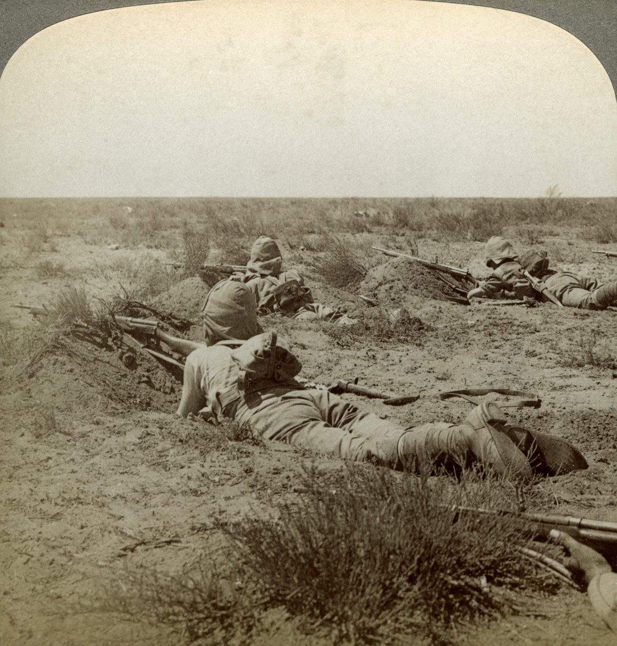 Queens Finest ile Mücadele Hattında, Modder Nehri, Güney Afrika, Boer Savaşı, 1899-1902. by Underwood and Underwood