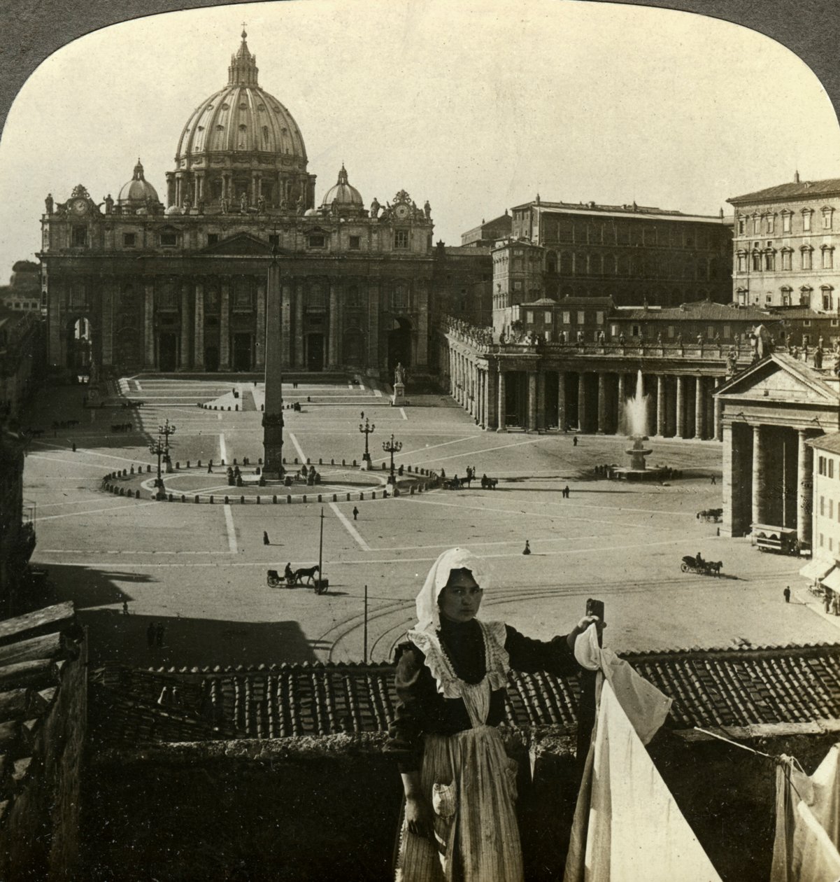 St Peters Meydanı ve Bazilikası ve Vatikan, Roma, İtalya. by Underwood and Underwood