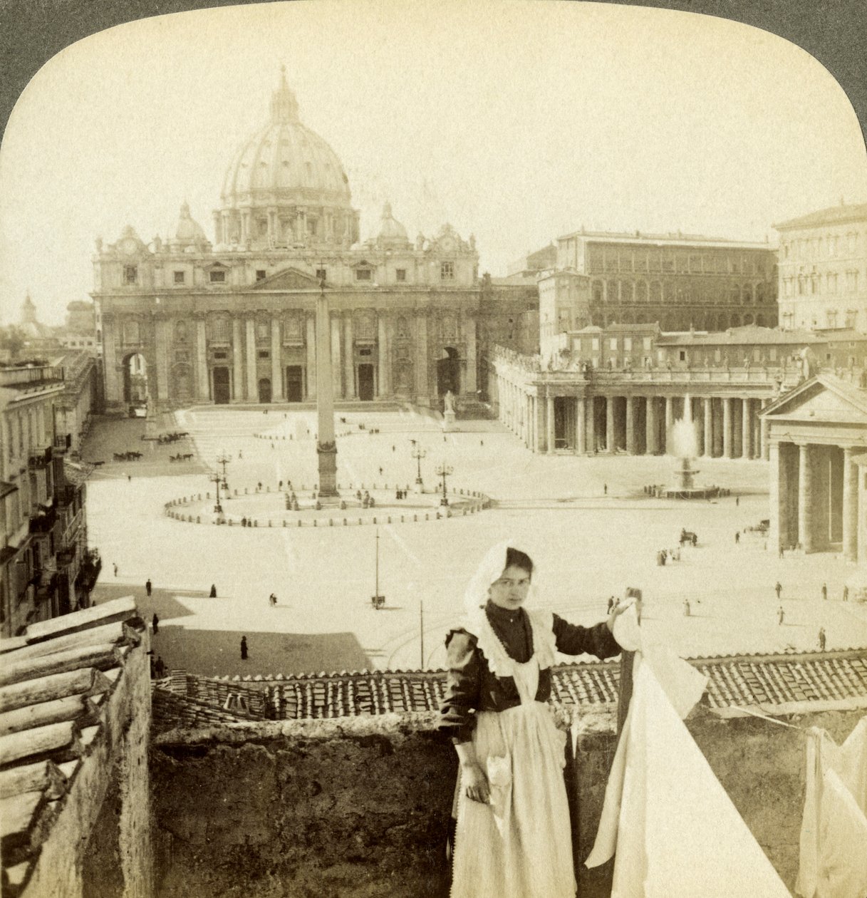 St Peters Meydanı ve Bazilikası ve Vatikan, Roma, İtalya. by Underwood and Underwood