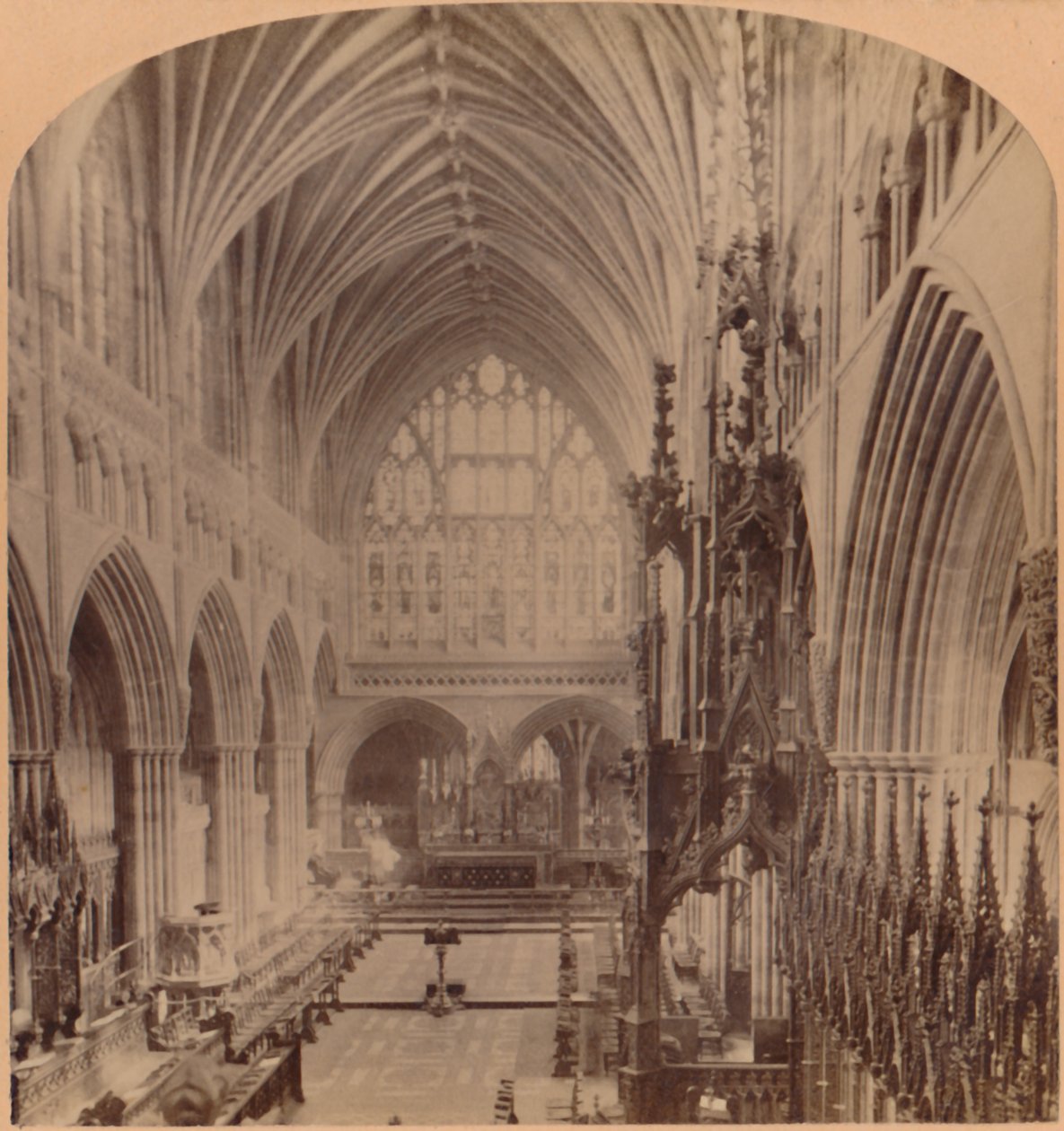 Batı ucundan Koro, Katedral, Exeter, İngiltere, 1900. by Underwood and Underwood