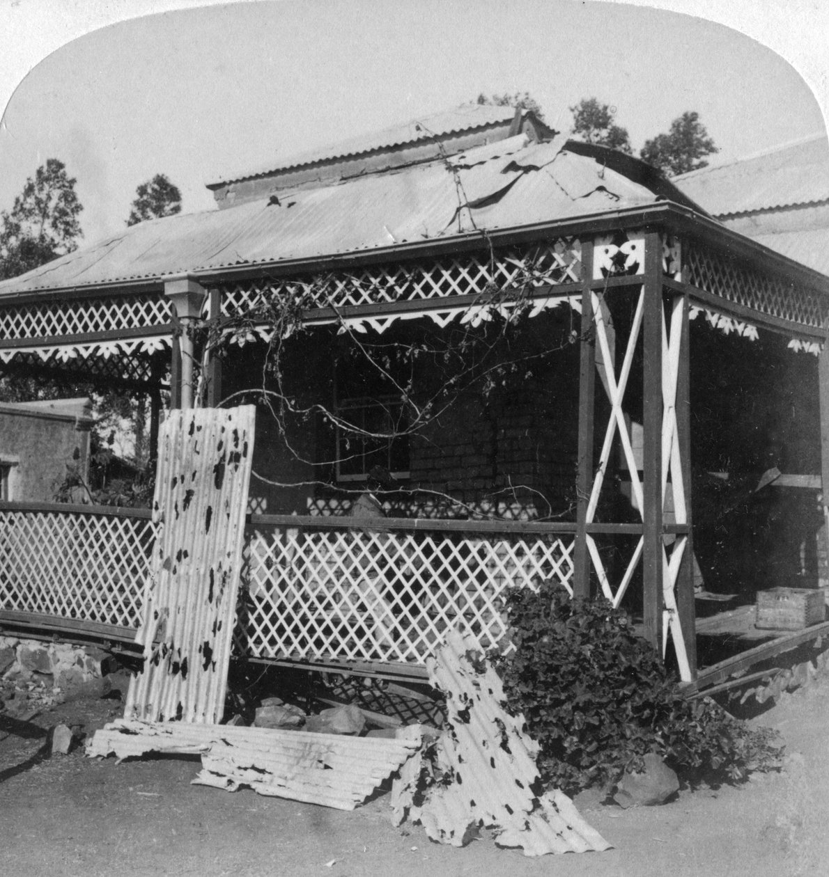 94 lb Boer mermisi tarafından vurulan Kulüp, Mafeking kuşatması, Güney Afrika, 1901. by Underwood and Underwood