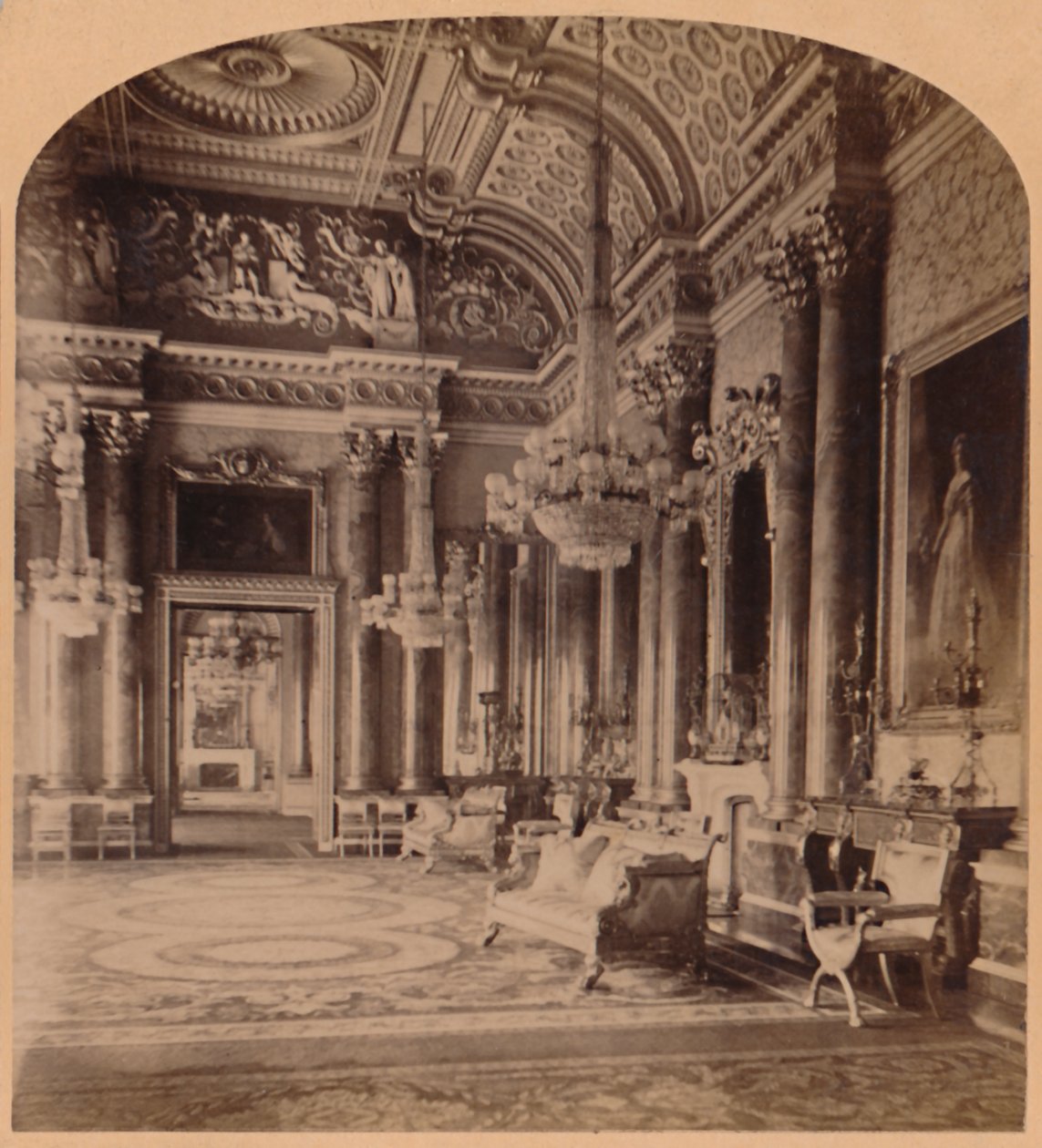 Queens Muhteşem Mavi Odası, Buckingham Sarayı, Londra, İngiltere, 1900. by Underwood and Underwood