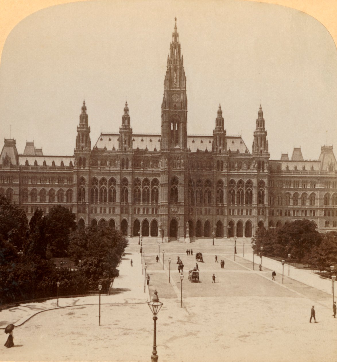 Büyük Rathhaus, Viyana, Avusturya Kulesi 320 fit yüksekliğinde, 1899. by Underwood and Underwood