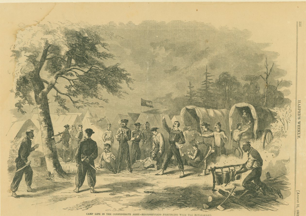 Konfederasyon Ordusunda Kamp Yaşamı - Mississippians Bowie-Bıçağı ile Pratik. by Unknown