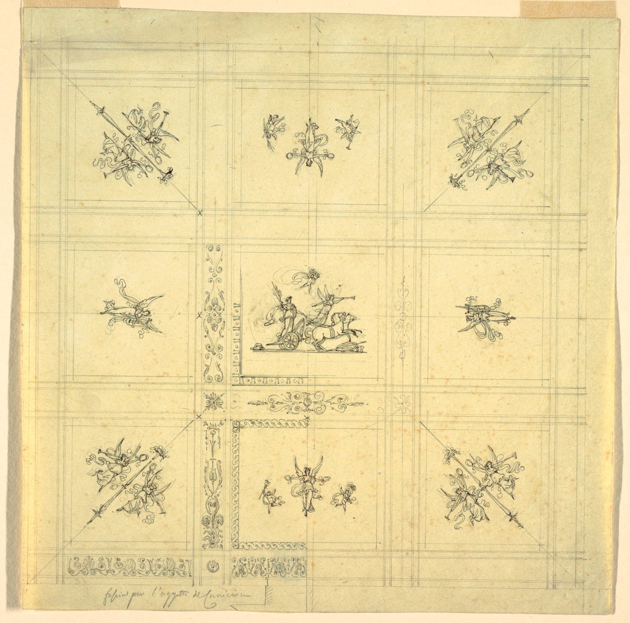 Çizim, Tavan Dekorasyonu, Arabada Zafer, Palazzo Quirinale, Roma, 1812 by Unknown