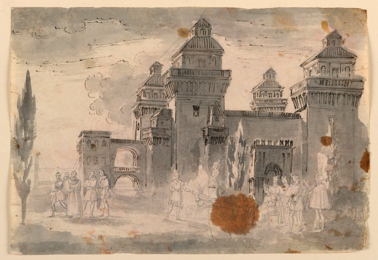 Çizim, Sahne Tasarımı, Kale Görünümü by Unknown