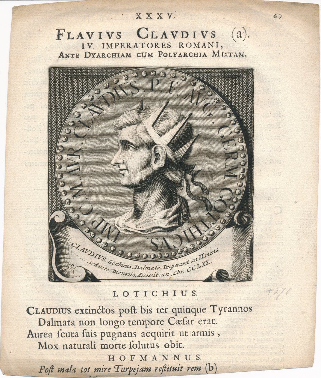 medaillon van Marcus Aurelius Claudius Quintillus