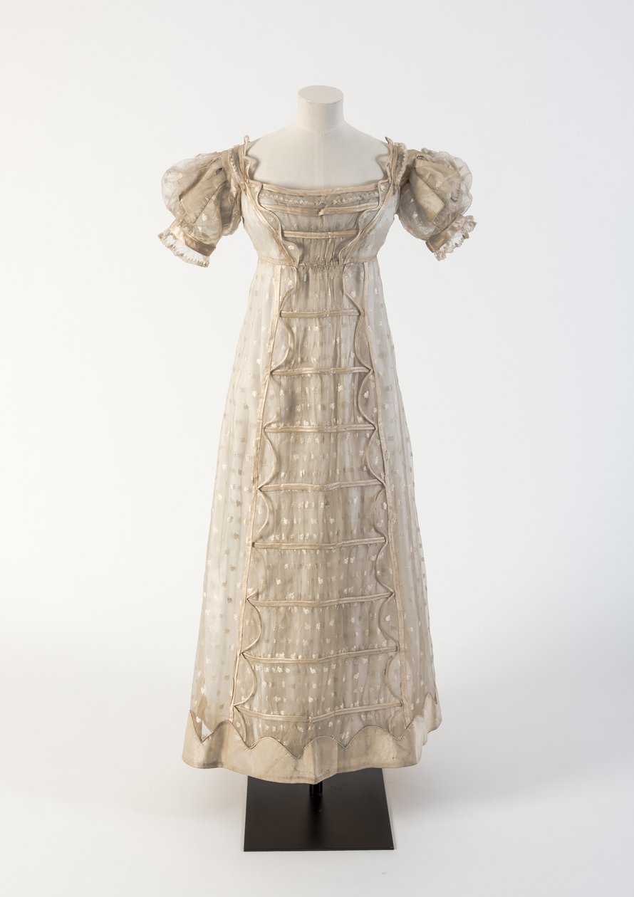 Krem ipek tül İpek saten detaylı Madras dantelli rop, 1817 (ipek ve dantel) by Unbekannt Unbekannt