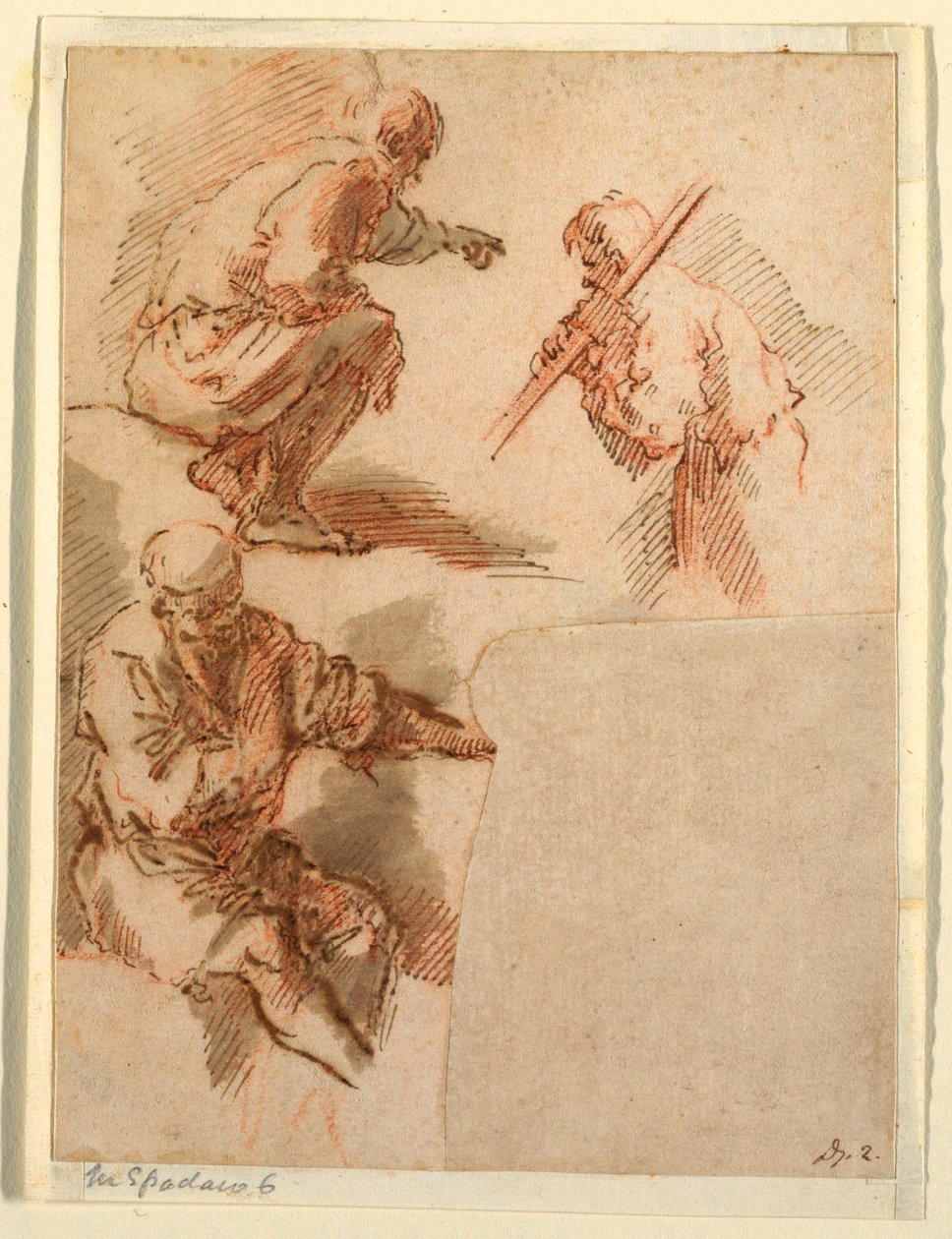 Çizim, Üç Adam, 1630-1640 by Unknown