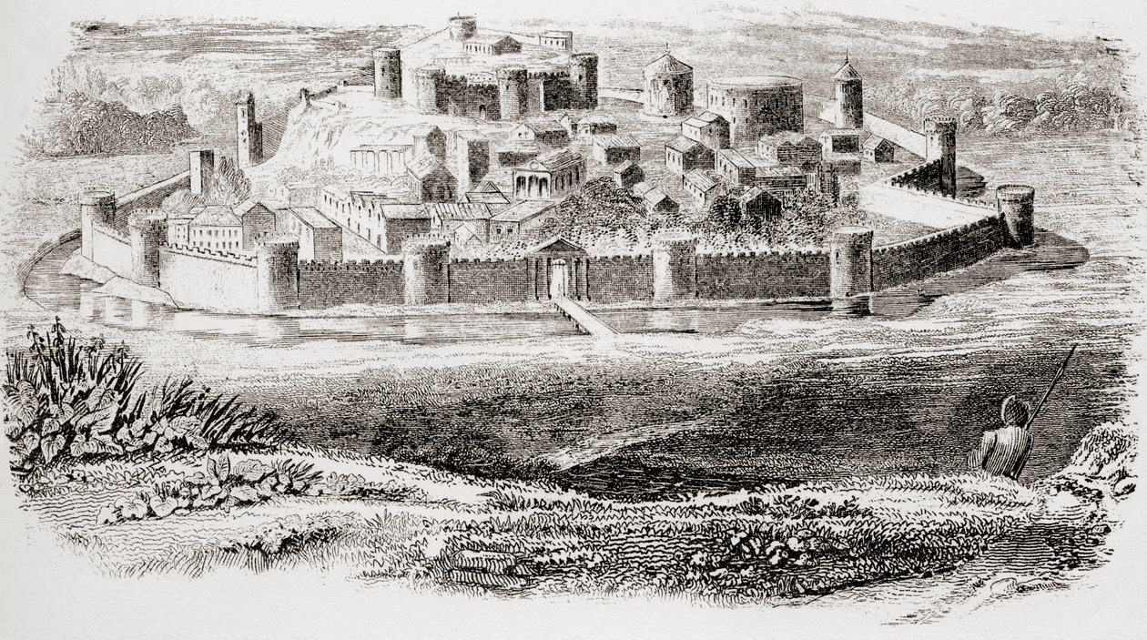 Ulusal Ansiklopediden, 1890 dolaylarında yayınlanan antik kalelerin genel görünümü ve bir ortaçağ kalesinin tipik mimarisi by Unbekannt Unbekannt