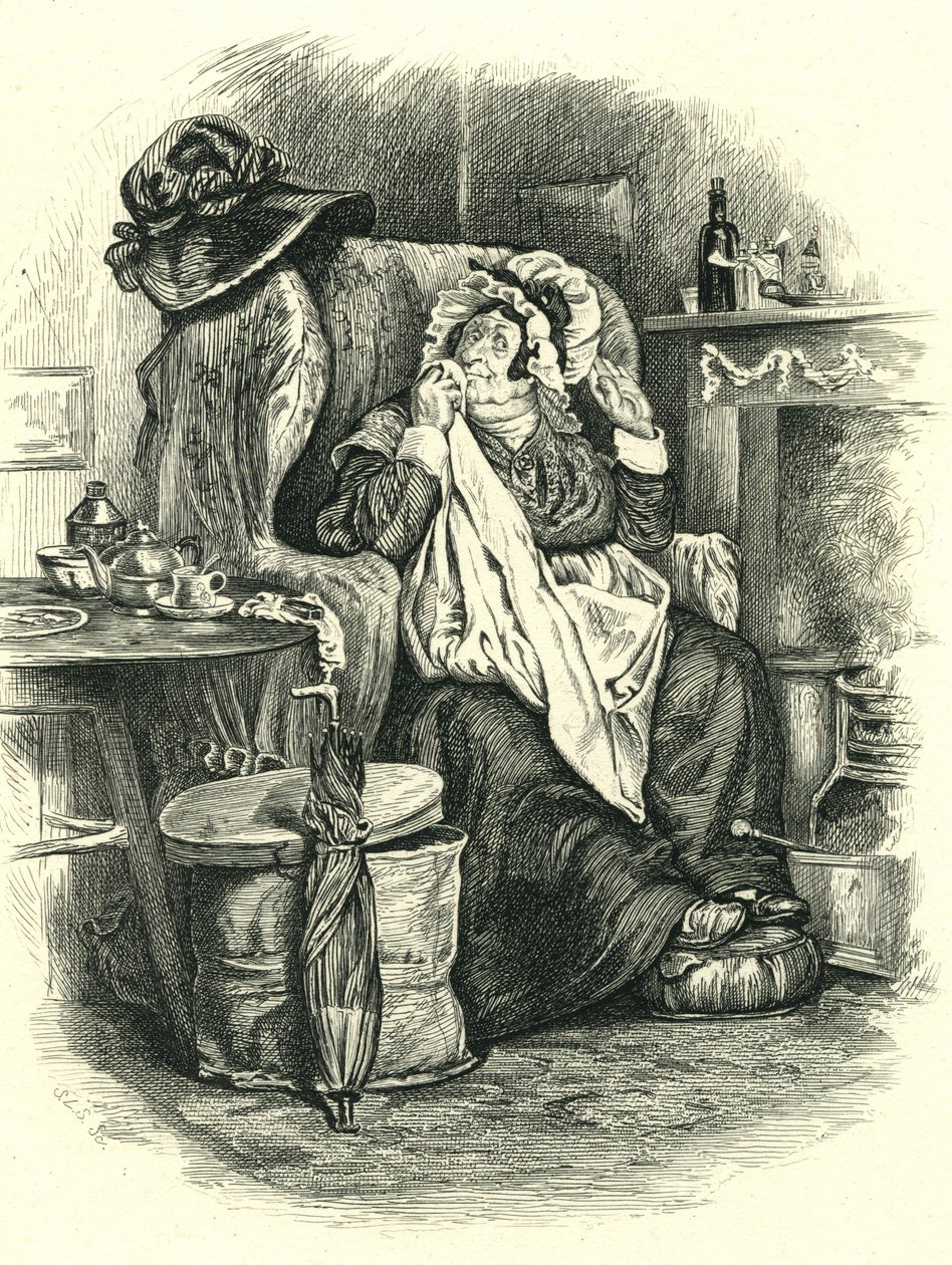 Martin Chuzzlewit: Bayan Gamp, Stephen Alonzo Schoff (1818-1904) tarafından kazınmış by Unbekannt Unbekannt
