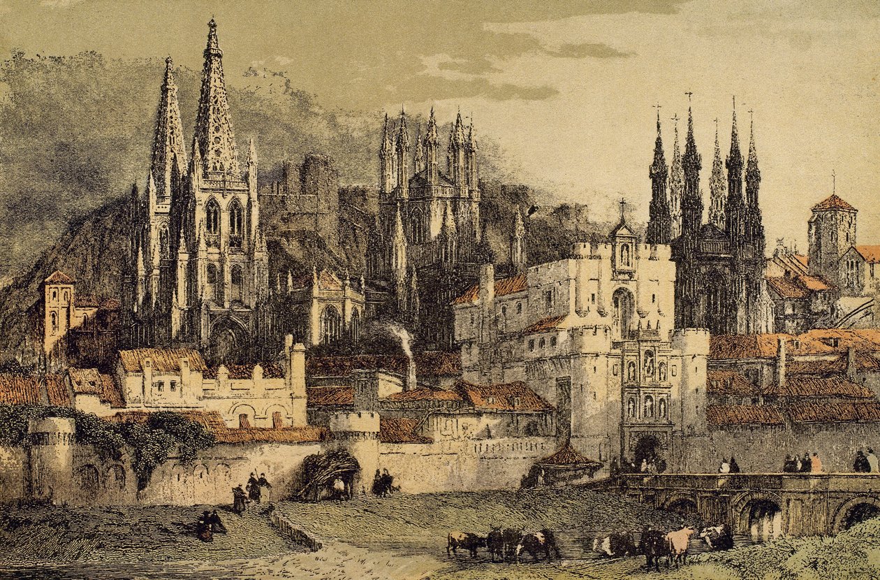 Duvarları ile Burgos şehrinin (Kastilya, İspanya) görünümü by Unbekannt Unbekannt
