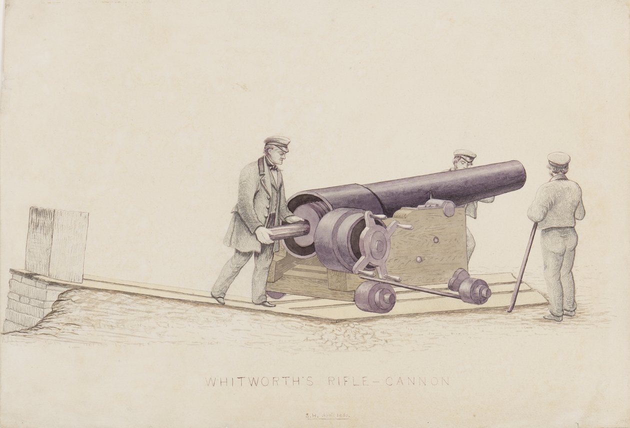 Whitworths Rifle-Cannon, c.1860 (kağıt üzerinde kalem ve tuvalet) by Unbekannt Unbekannt