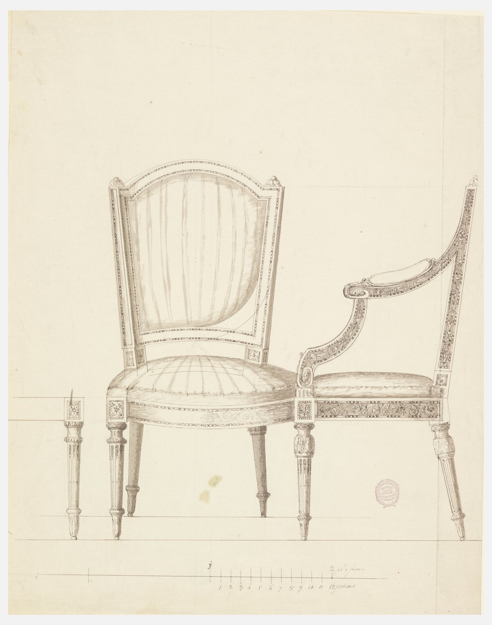 Çizim, Alternatif Önerilerle İki Sandalye Tasarımı, 1760–65 by Unknown