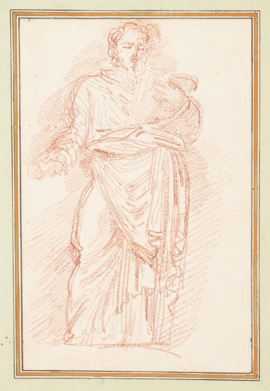 Çizim, Bel çevresinde kravatlı cüppeli figür, yakl. 1759–70 by Unknown