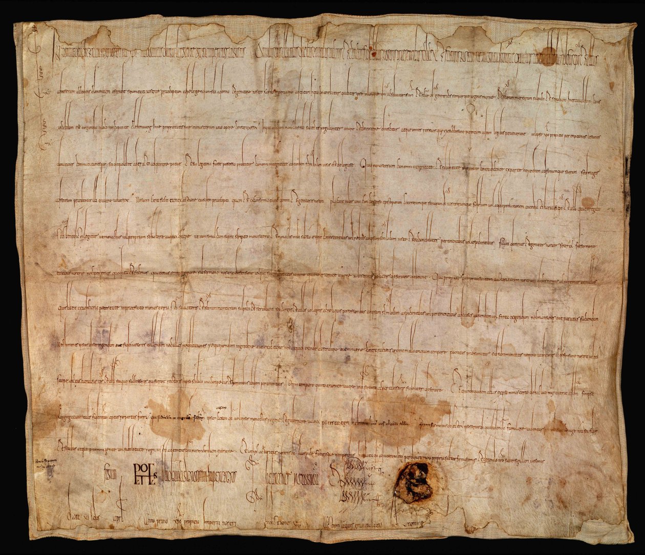 Bu belge ile Dindar İmparator Ludwig, 814 yılında Ellwangen Manastırı
