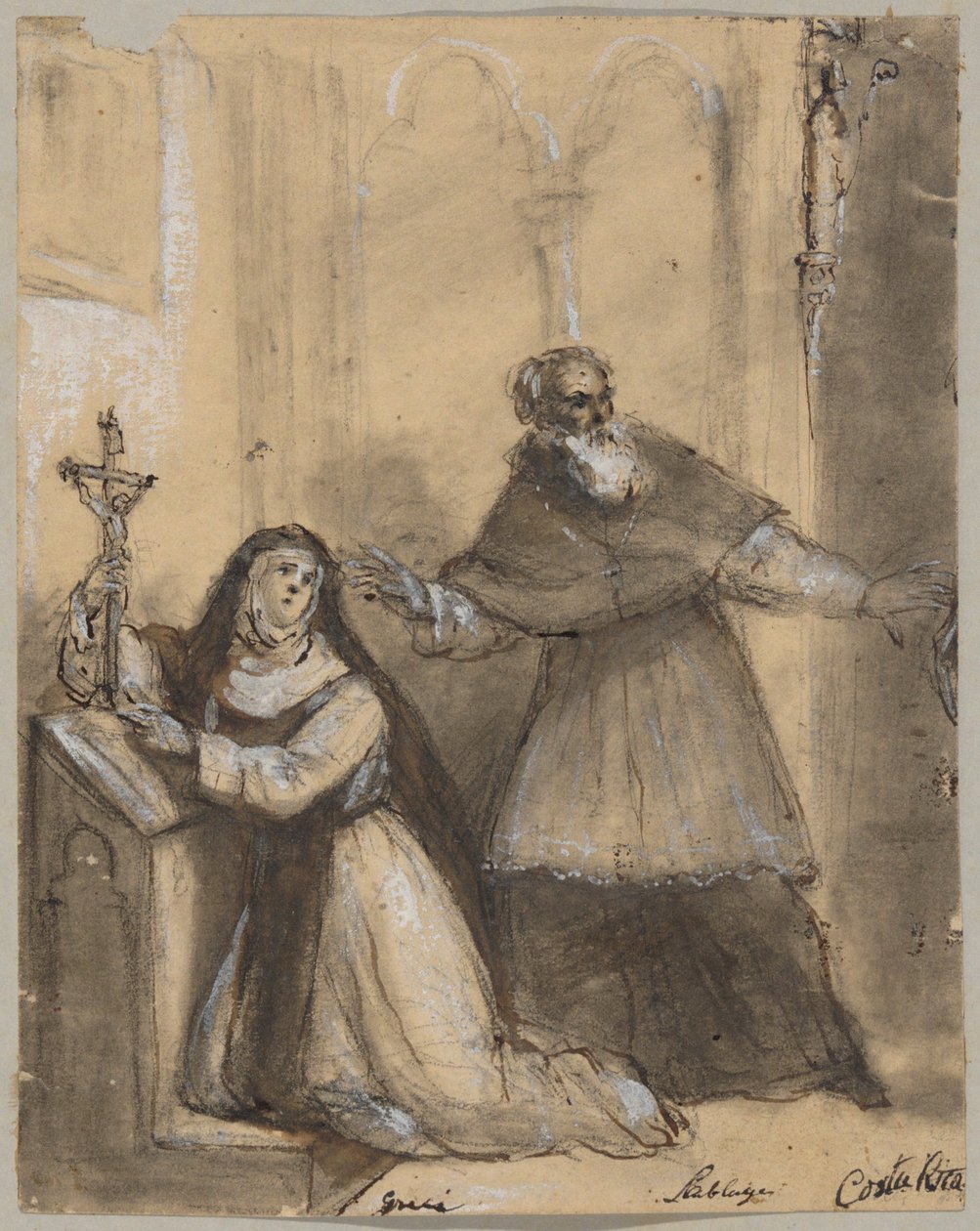 Bir Şapelde Bir Rahibe ve Bir Keşiş by Unknown