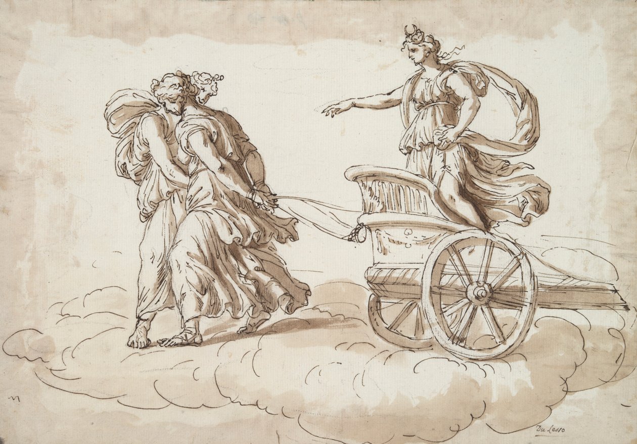 Diana, İki Kadın Tarafından Çekilmiş Bir Arabada by Unknown