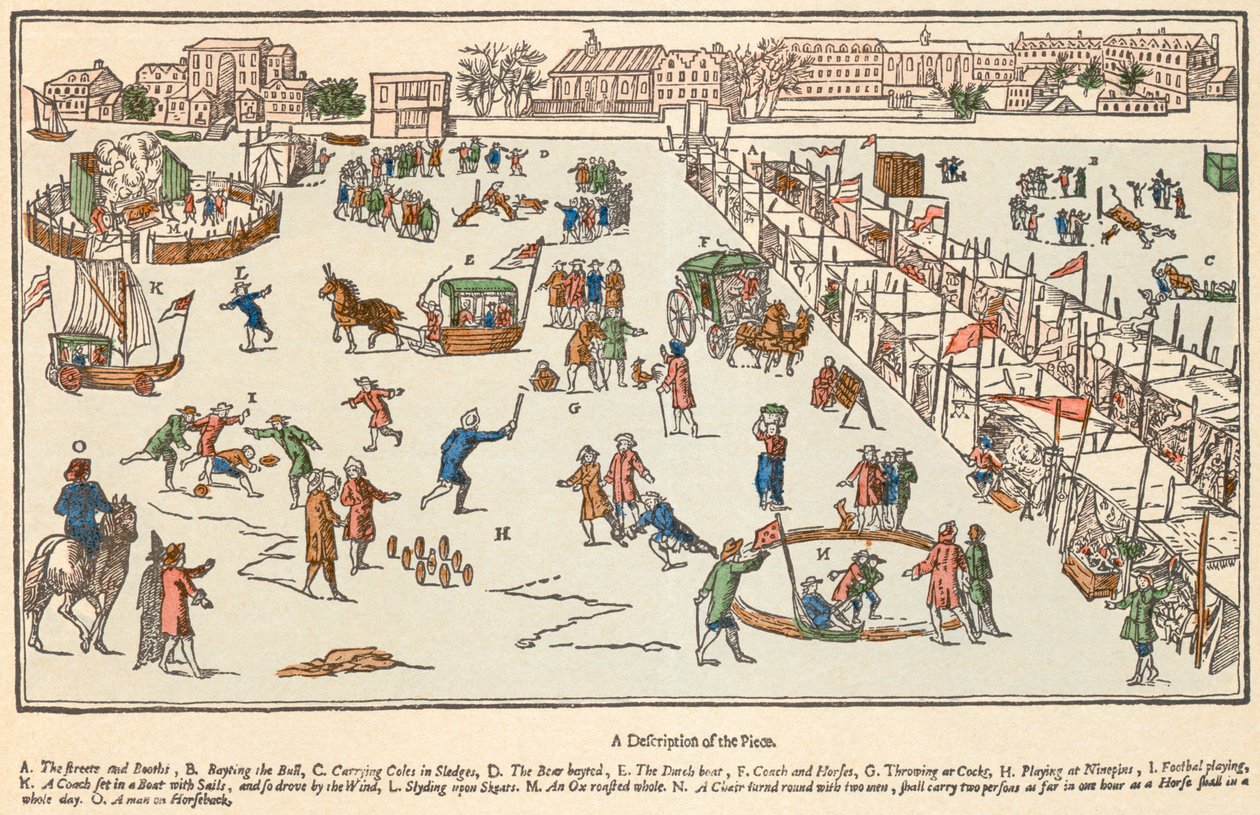 Thames Nehri üzerindeki Frost fuarı, Londra, 1683 by Unknown
