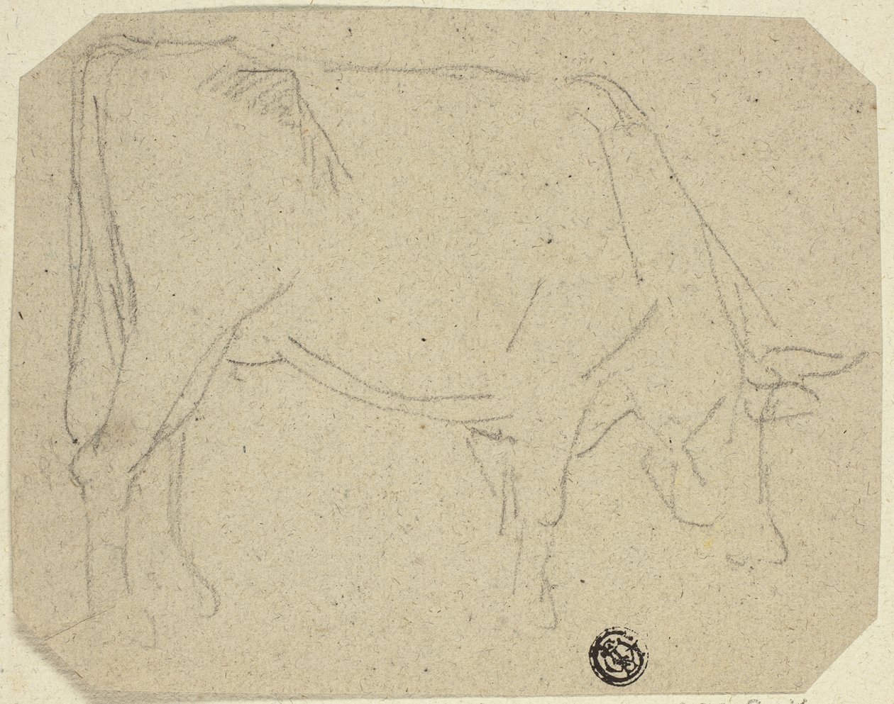 Otlayan İnek (Sağa Döndü) (rekto); Bir Atın Arka Kısmı (verso) by Unknown