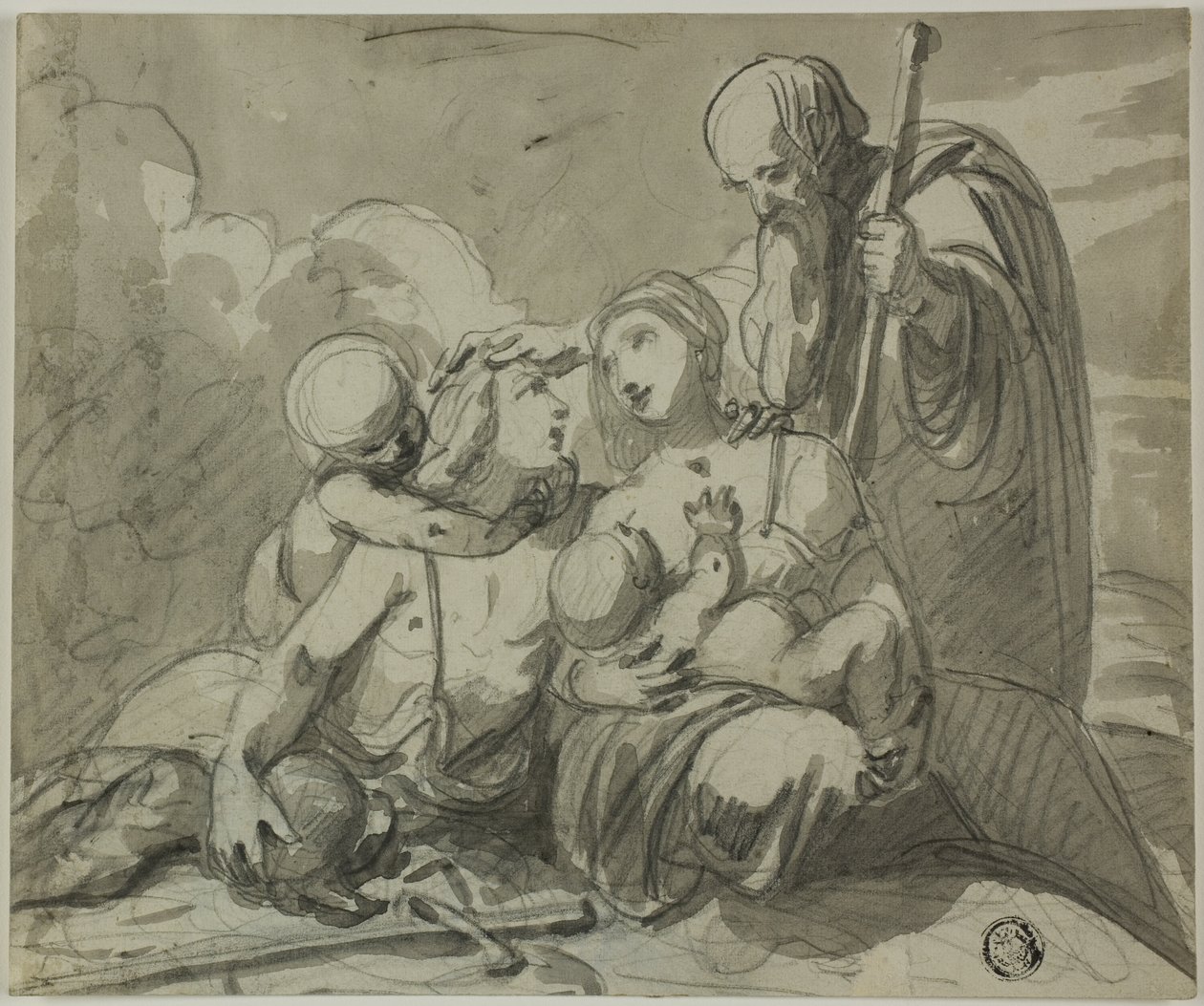 Savaşçı Aziz ile Kutsal Aile by Unknown