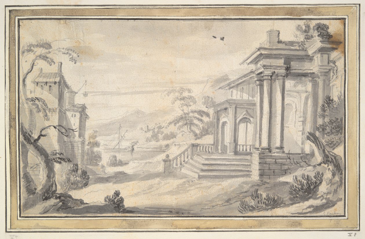 Hayali Villa ile İtalyan Manzarası by Unknown