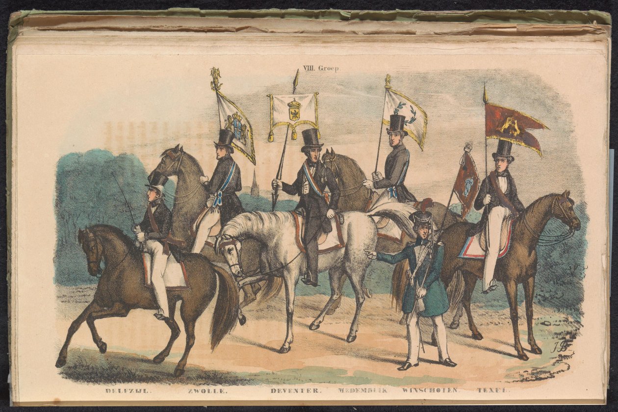 Delfzijl, Zwolle, Deventer, Medemblik, Winschoten ve Texel onur muhafızlarının kostümleri ve pankartları, 1840-1842 VIII. Grup (nesne üzerindeki başlık) by Unknown