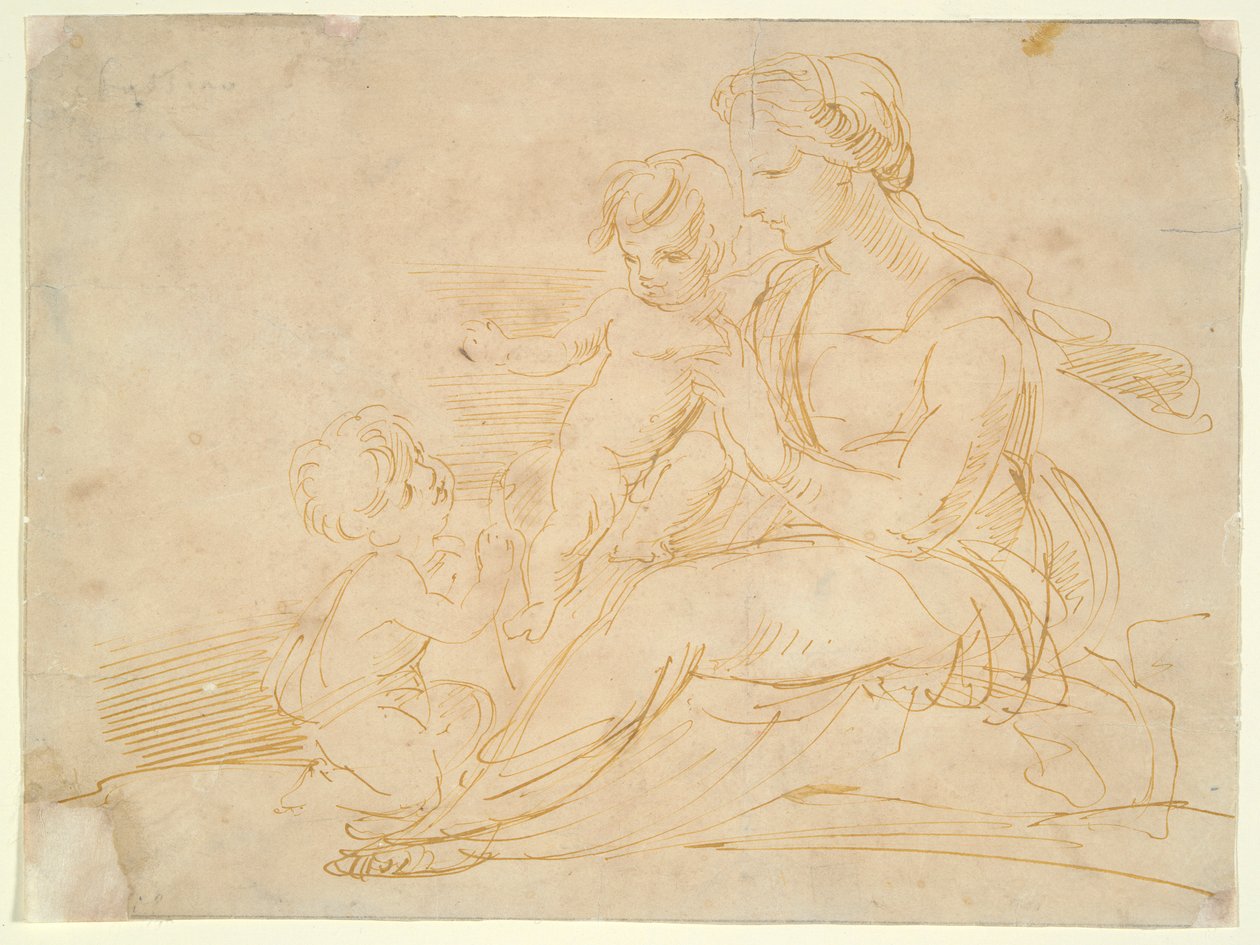 Aziz John ile Madonna ve Çocuk by Unknown