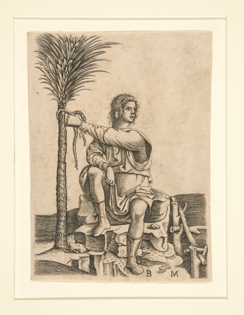 Palmiye Ağacının Yanında Oturan Adam by Unknown