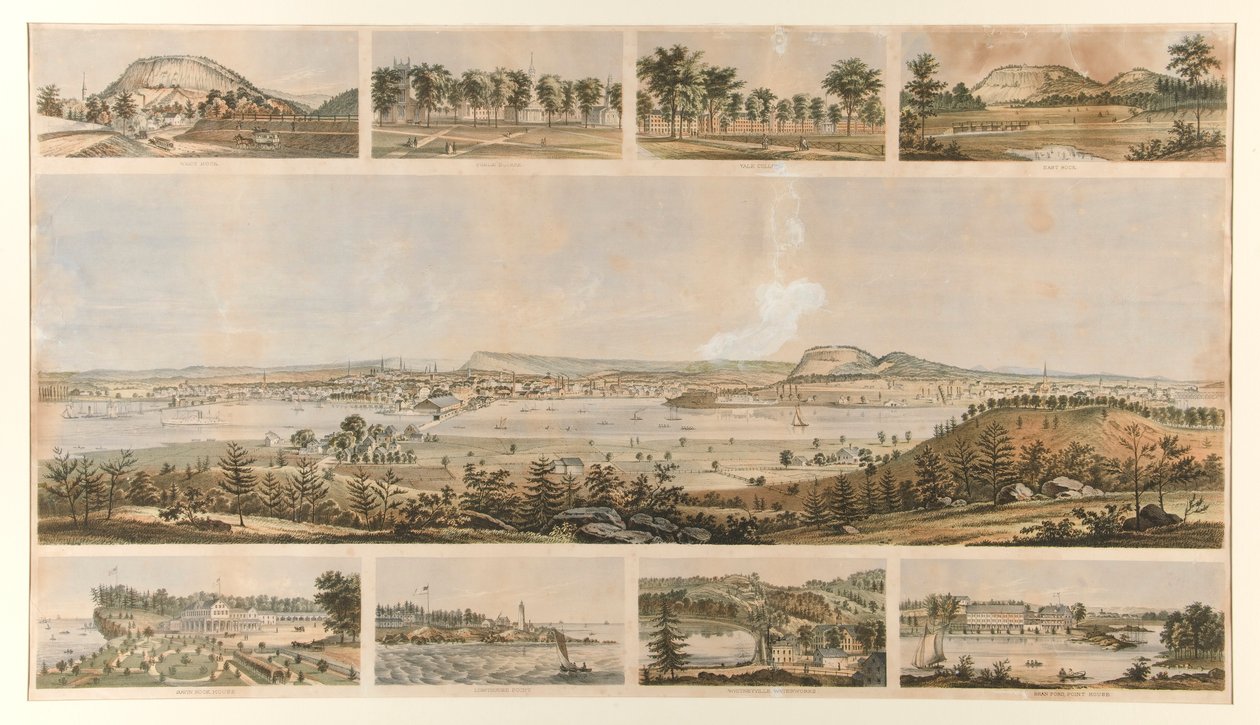 New Haven (9 görünüm, panorama ve 8 vinyet) by Unknown