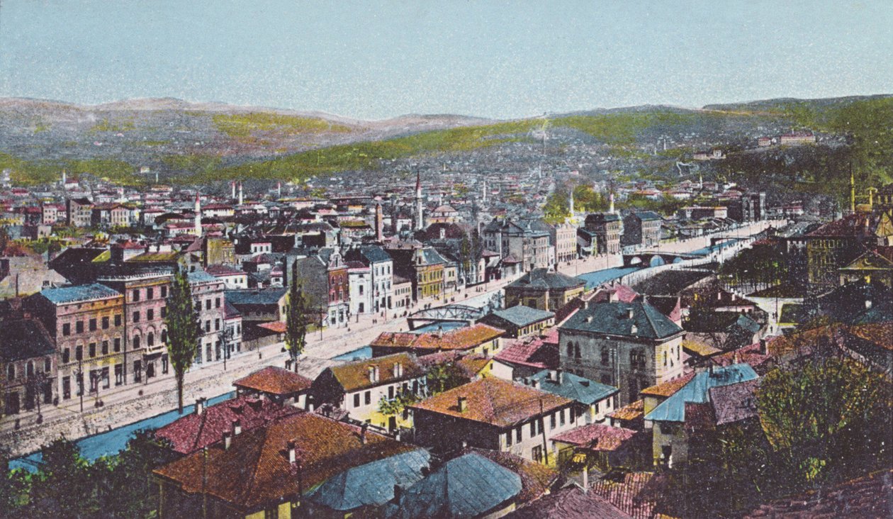 Postcard depicting Sarajevo and the Appel Quay, 1913  by Unknown