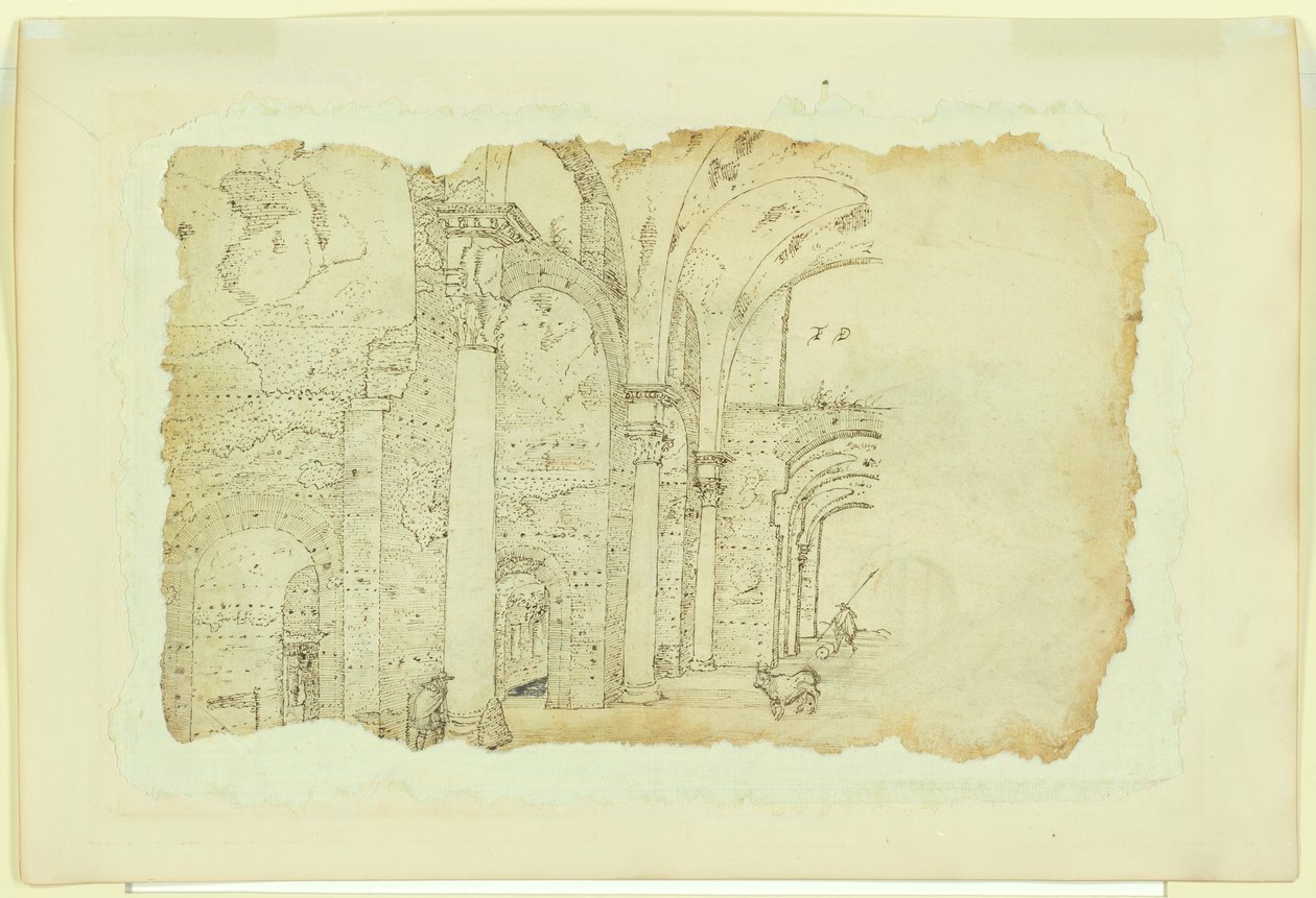 Diocletianus Terimlerinin Kalıntıları (recto); Aynı konunun başka bir görünümü (verso) by Unknown