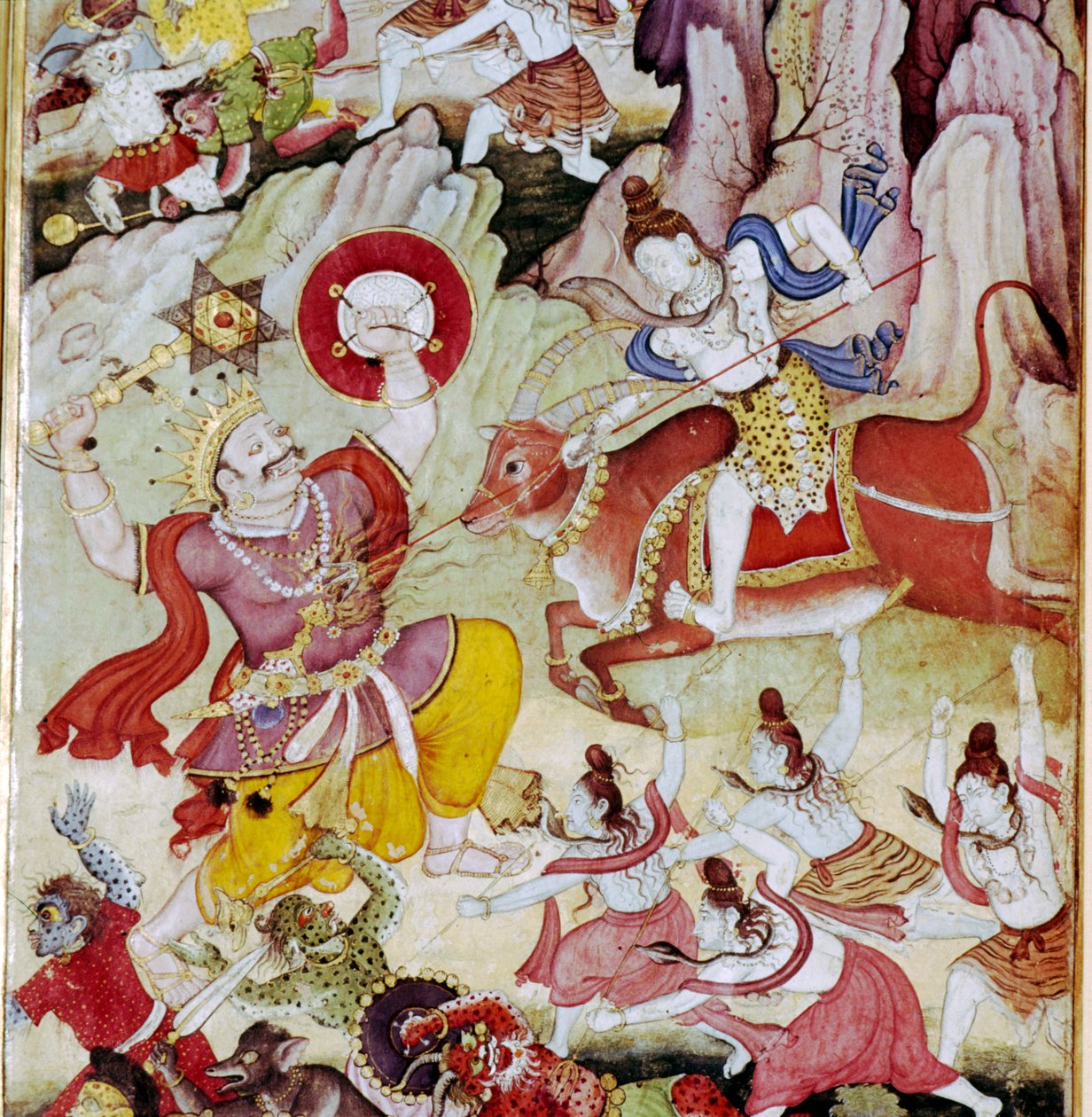 Shiv Şeytanı Yok Eder Andhaka, Harivamsa El Yazması, Babür, S1590 by Unknown