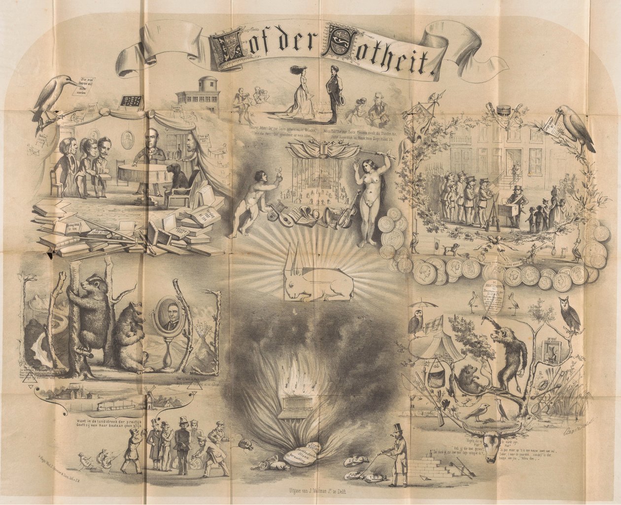 Delft öğrenci almanağında karikatür, 1869 Zotheit'e Övgü (nesne üzerindeki başlık) by Unknown
