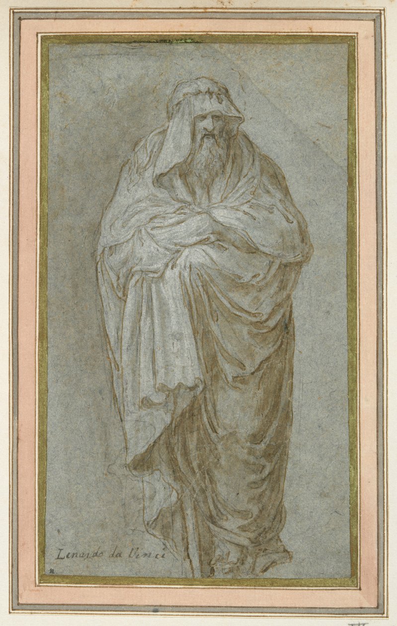 Pelerinle örtülmüş ayakta figür by Unknown