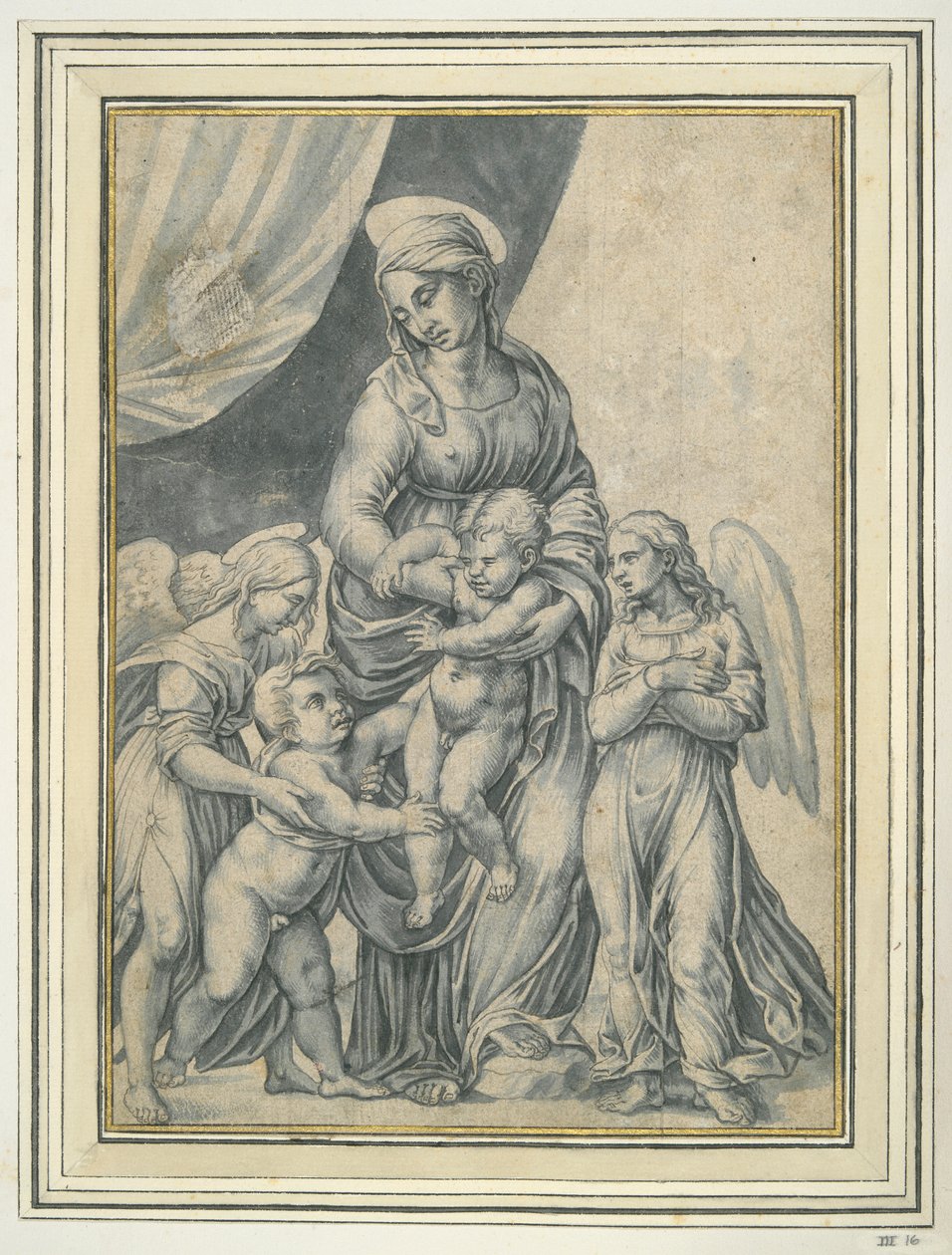 Bebek Aziz John the Baptist ve İki Melek ile Bakire ve Çocuk by Unknown