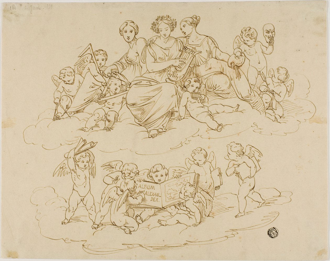 Putti ile Üç İlham Perisi (Urania, Terpsichore ve Thalia) by Unknown