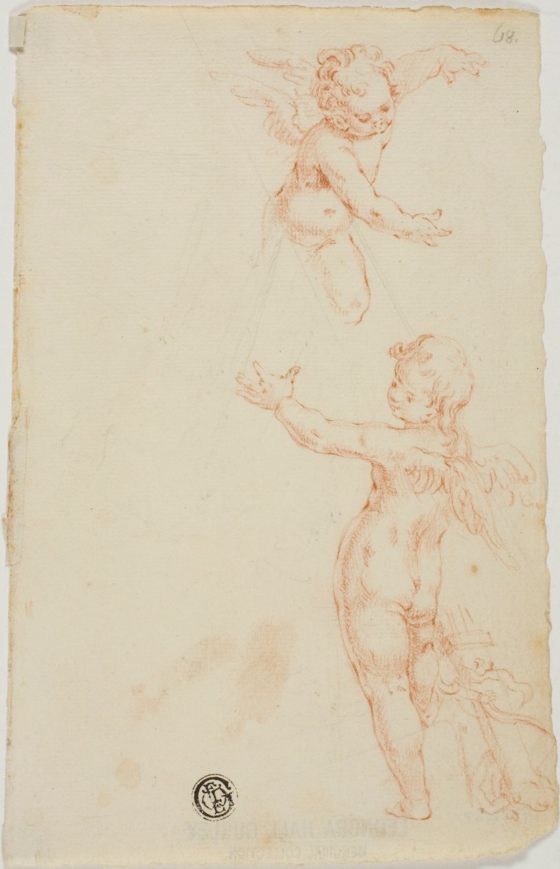 İki Kanatlı Putti, Bir Uçan by Unknown
