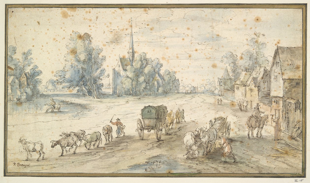 Sığır ve Arabalı Köy Sokağı by Unknown