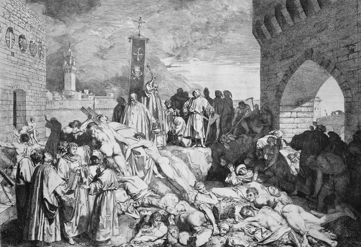 - 1348 Floransa Büyük Vebası - 1348 Floransa vebası - by Unknown artist