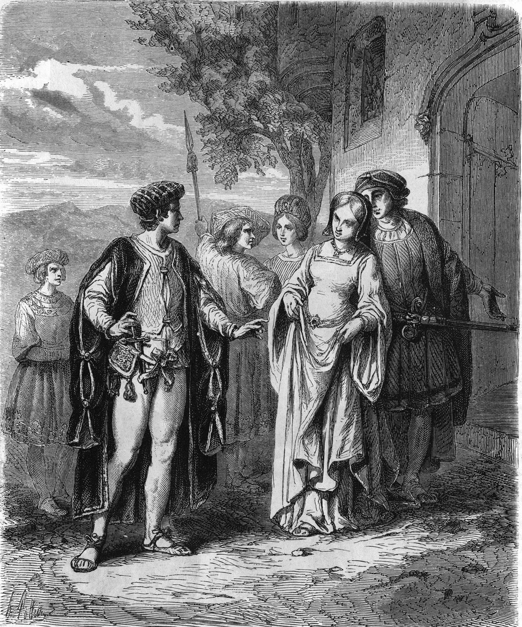 15. yüzyıl kostümleri. 19. yüzyıl gravürü. by Unknown artist